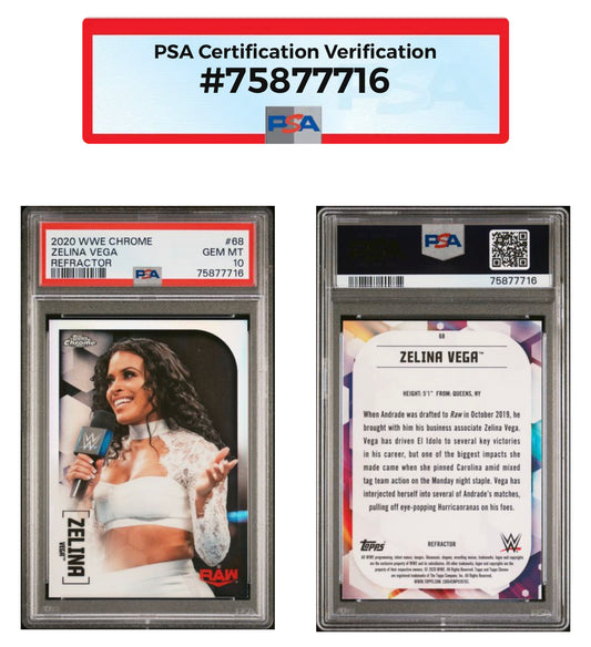 2020 Topps WWE Chrome 68 Zelina Vega Refractor PSA 10 Gem Mint