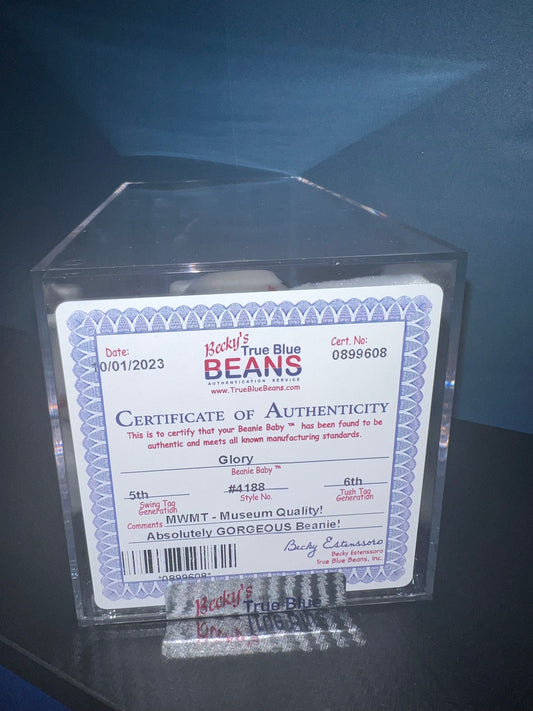 Glory Oddity Flag Ty Beanie Baby Becky's True Blue Beans Authenticated 5th Swing 6th Tush