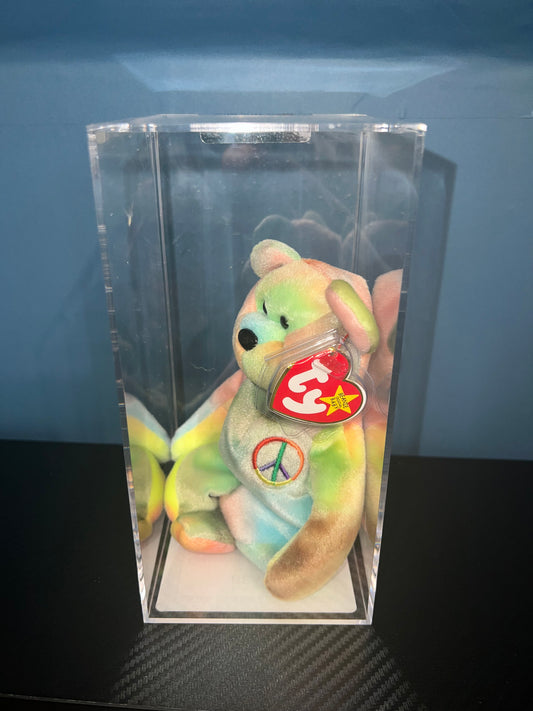 Peace the Bear #101 Ty Beanie Fareham Baby Becky's True Blue Beans Authenticated 5th Swing 6th Tush