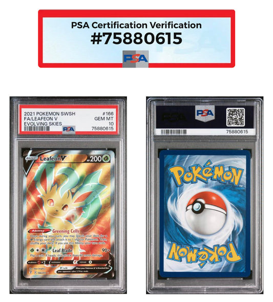 Evolving Skies 166 Full Art Leafeon V PSA 10