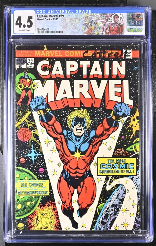Captain Marvel #29 CGC Custom Label 4.5 Off White Pages 1973