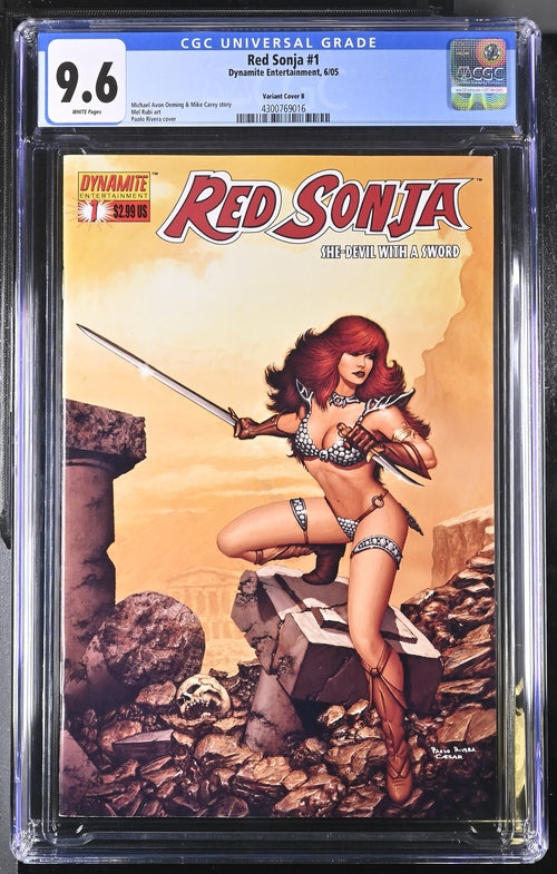 Dynamite Red Sonja She-Devil with A Sword #1 Paolo Rivera CGC 9.6 White Pages POP 2