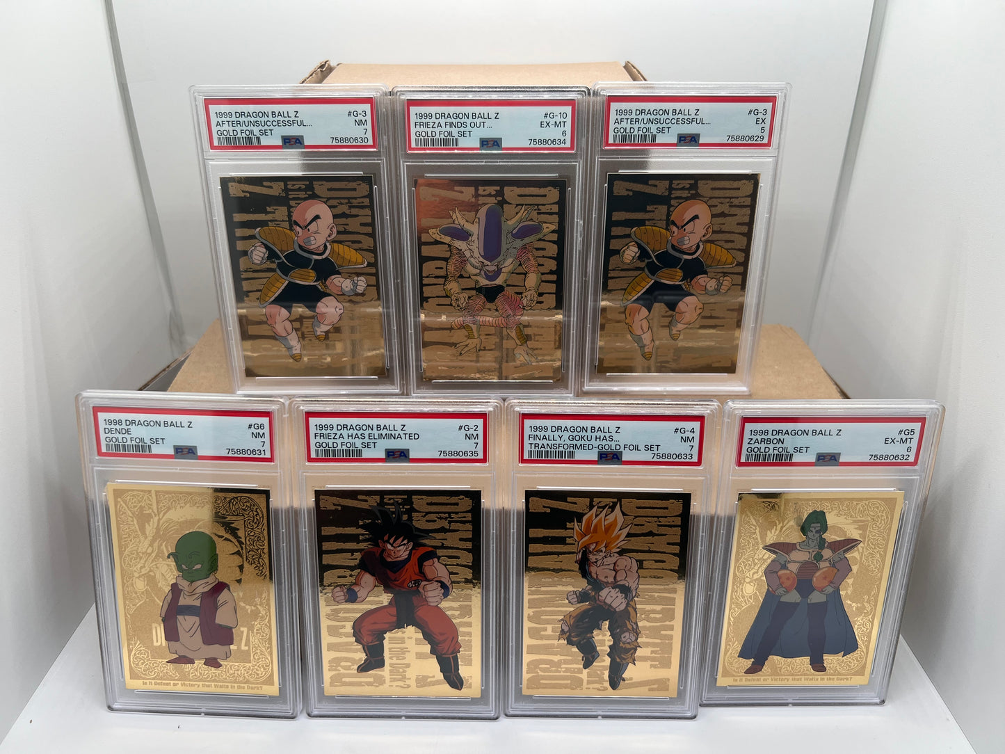 1998-1999 Dragon Ball Z Gold Foil Set of 7 JPP/Amada PSA Graded Lot PapaTrinity 1998-1999 Dragon Ball Z Gold Foil Set of 7 JPP/Amada PSA Graded Lot PapaTrinity