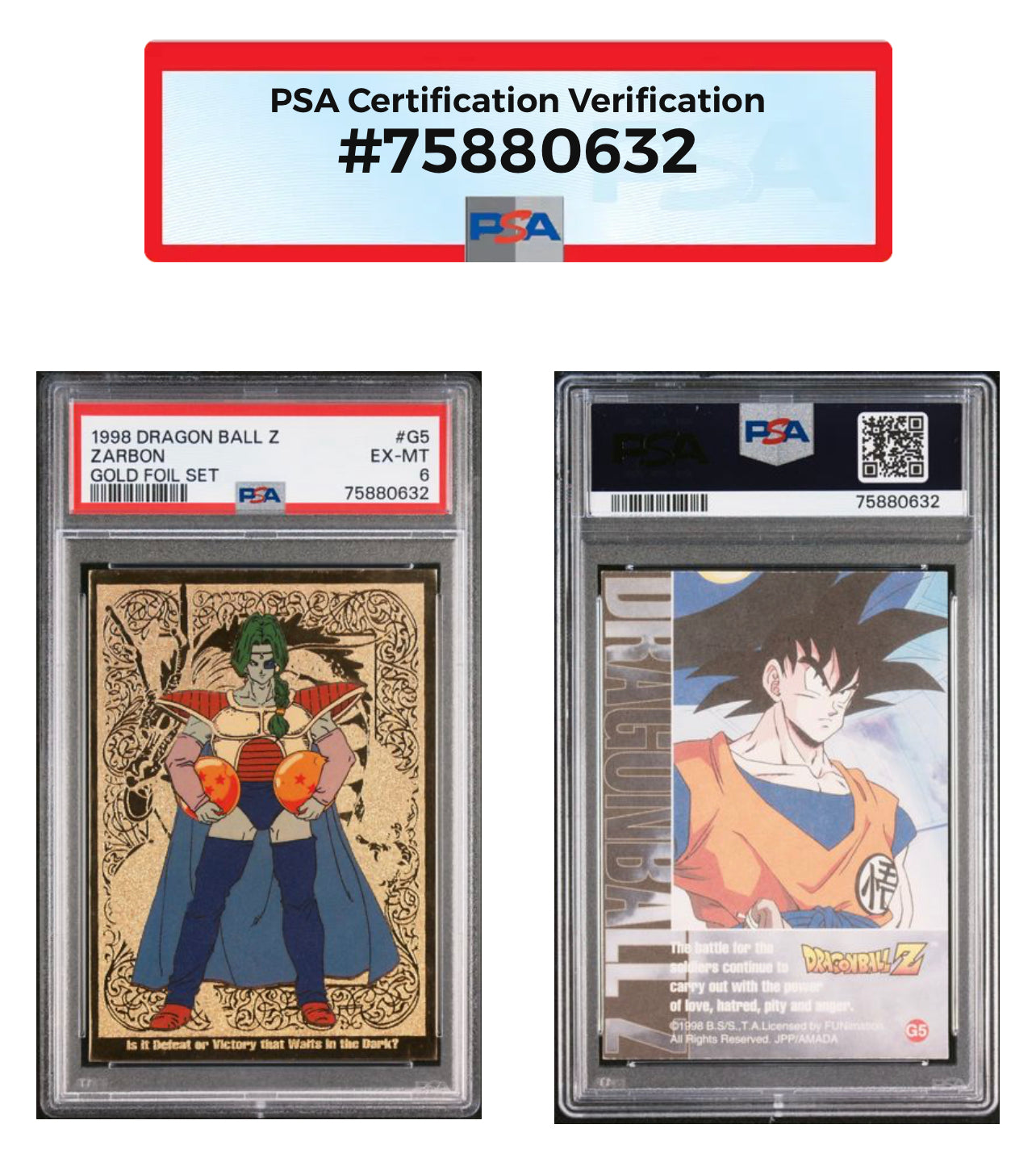 graded dragon ball z cards 1998-1999 Dragon Ball Z Gold Foil Set of 7 JPP/Amada PSA Graded Lot