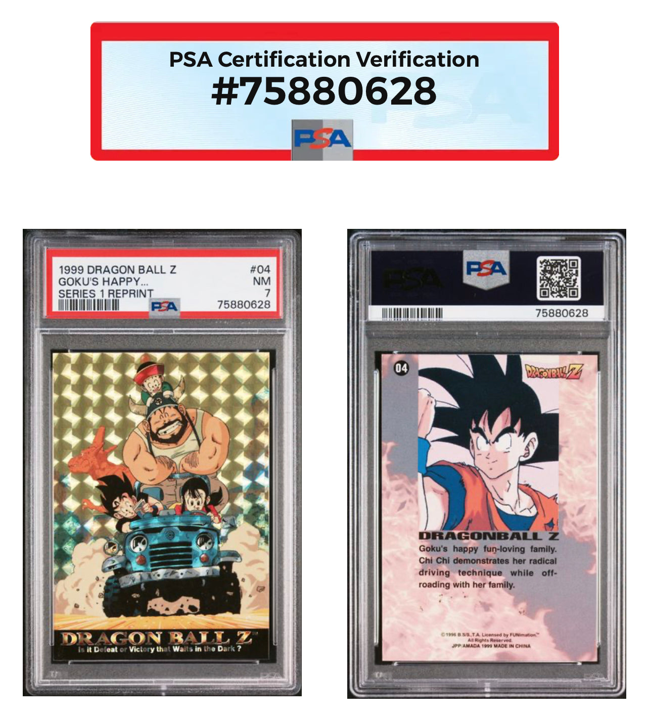 1999 Dragon Ball Z Series 1 Reprint PSA Card Lot (Goku, Gohan, Piccolo & Raditz)