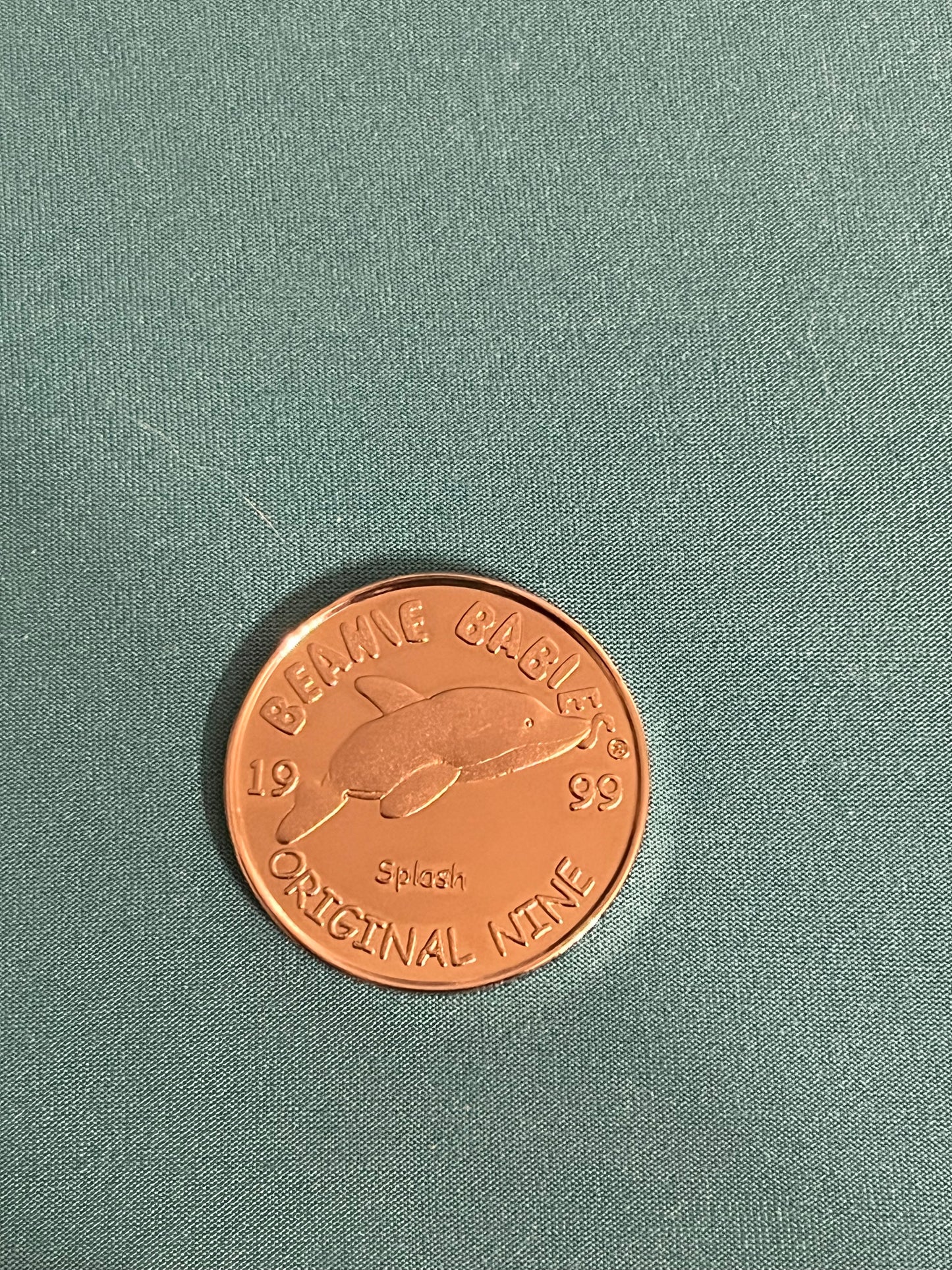 Beanie Babies 1999 Splash Original Nine TY Official Club Coin - Copper-Nickel Proof