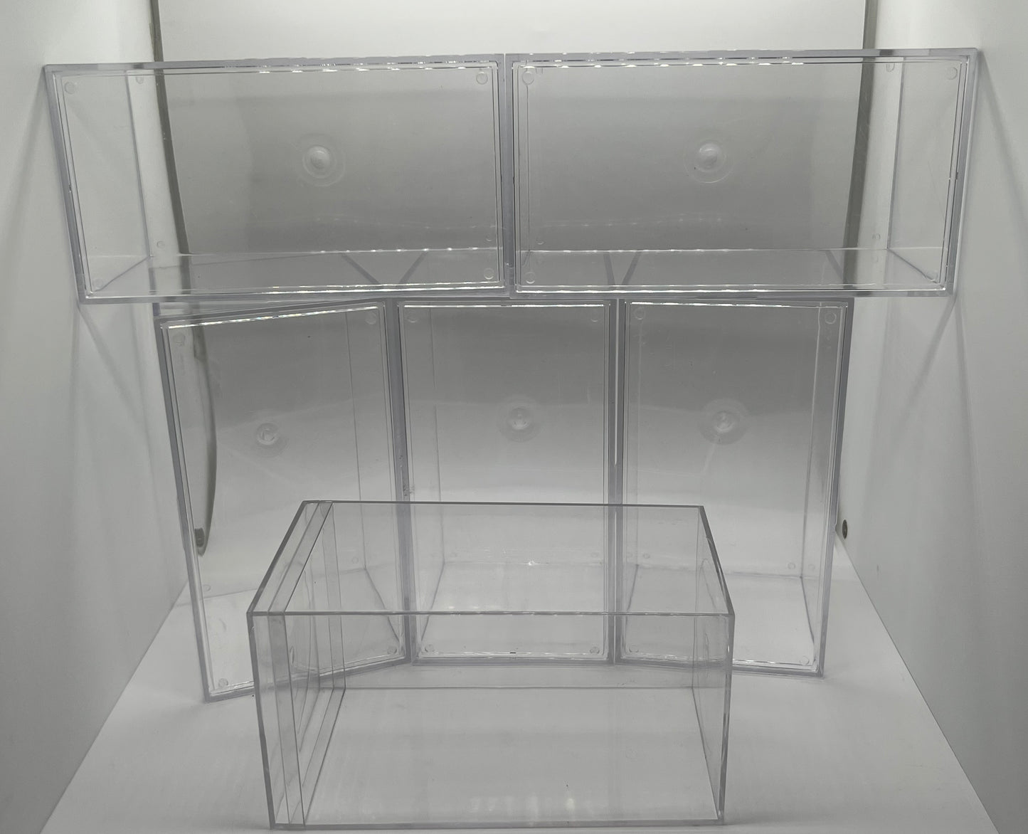 Six 8x4x4 Acrylic/Plastic Action Figure Beanie Baby Display Case Boxes