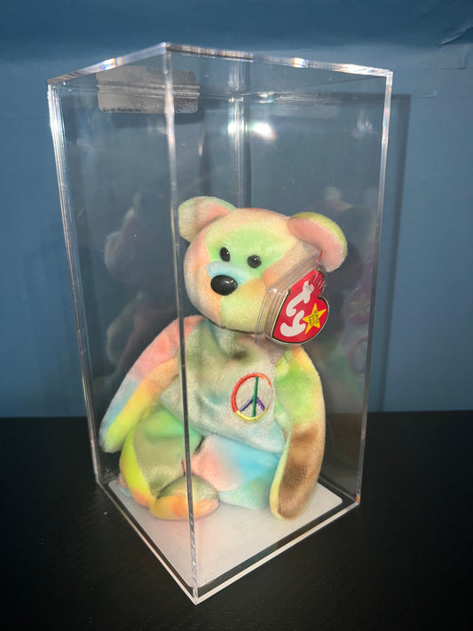 Peace the Bear #101 Ty Beanie Fareham Baby Becky's True Blue Beans Authenticated 5th Swing 6th Tush