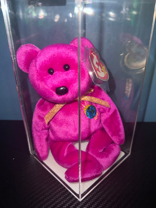 Millenium the Bear Ty Beanie Baby Becky's True Blue Beans Authenticated 5th Swing 7th Tush