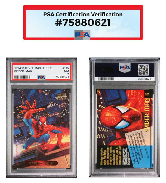 1994 Marvel Masterpieces Captain Universe #19 & Spider-Man #115 PSA 7