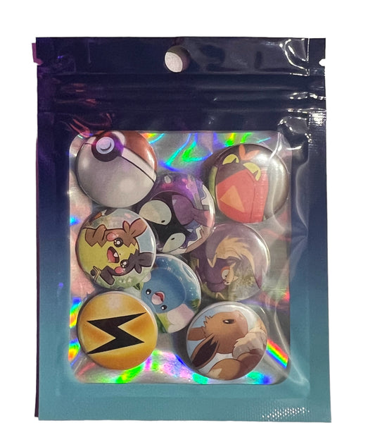 Pokemon Pin-Back Buttons | Small Size | 8 Pack