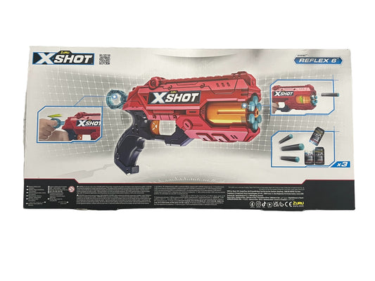 Excel Double Reflex 6 (2 Pack + 16 Darts + 6 Shooting Targets) by ZURU, XShot Red Foam Dart Blaster, Toy Blaster, Rotating Barrels, Toys for Kids