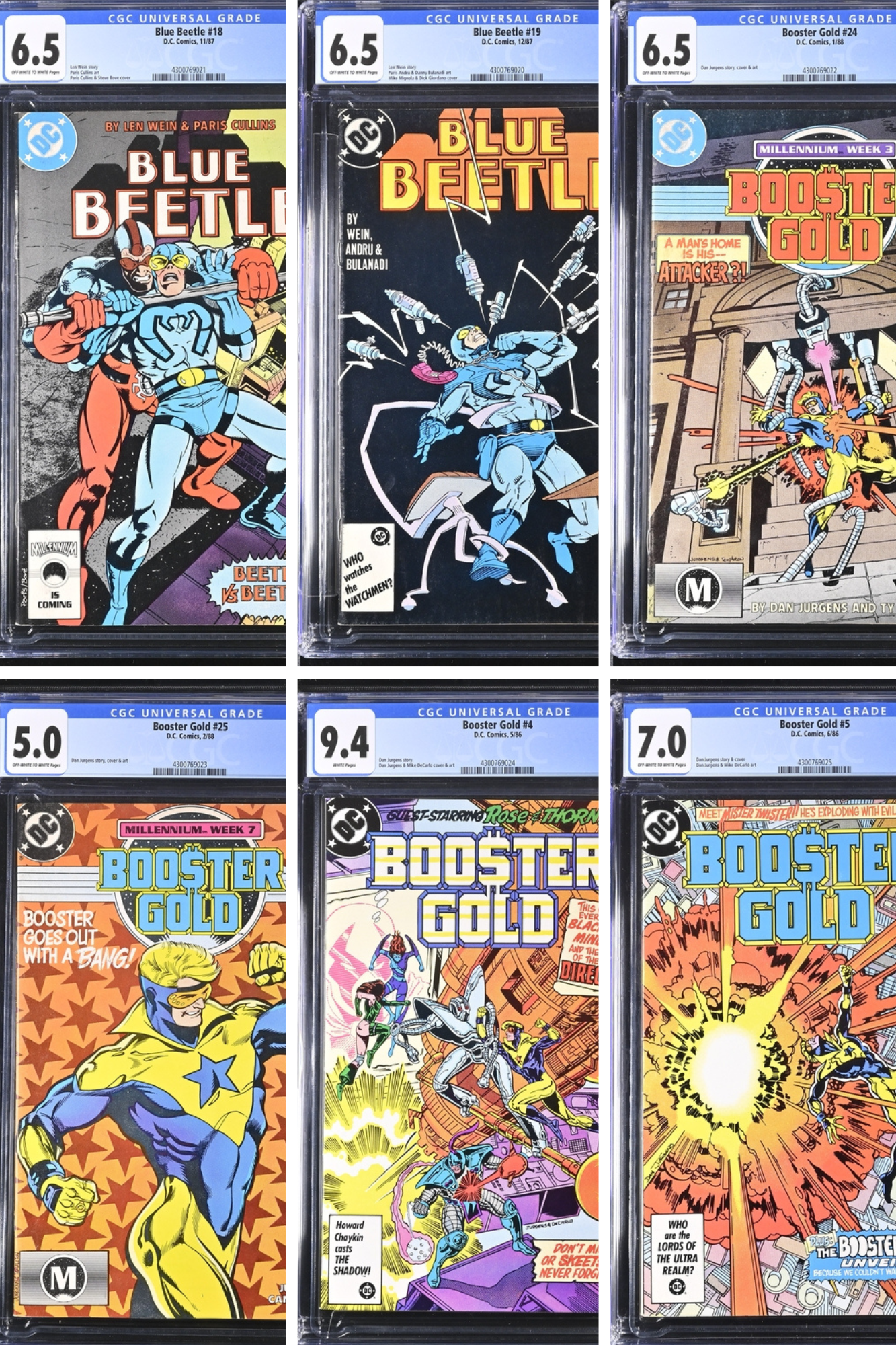 Booster Gold Blue Beetle CGC Comic Lot of (6) 1986-1988 Vintage Low POP