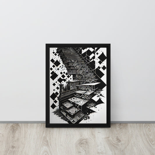 Monochromatic Symphony - Framed Canvas