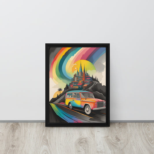 Rainbow City - Framed Canvas