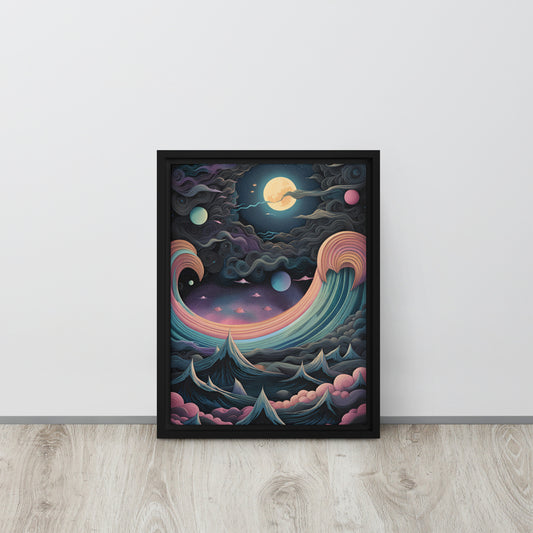 Sleepy Moon - Framed Canvas