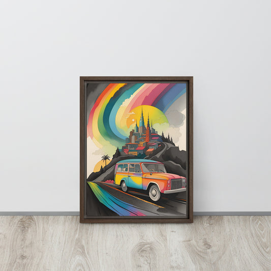 Rainbow City - Framed Canvas