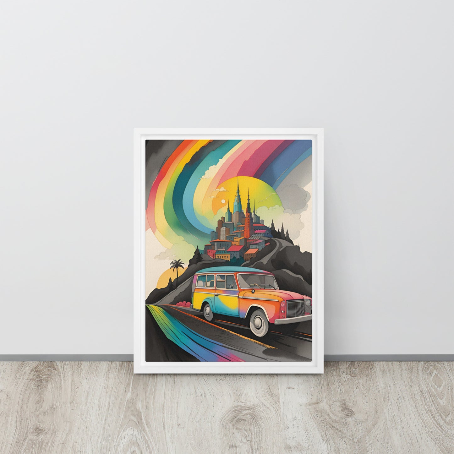 Rainbow City - Framed Canvas