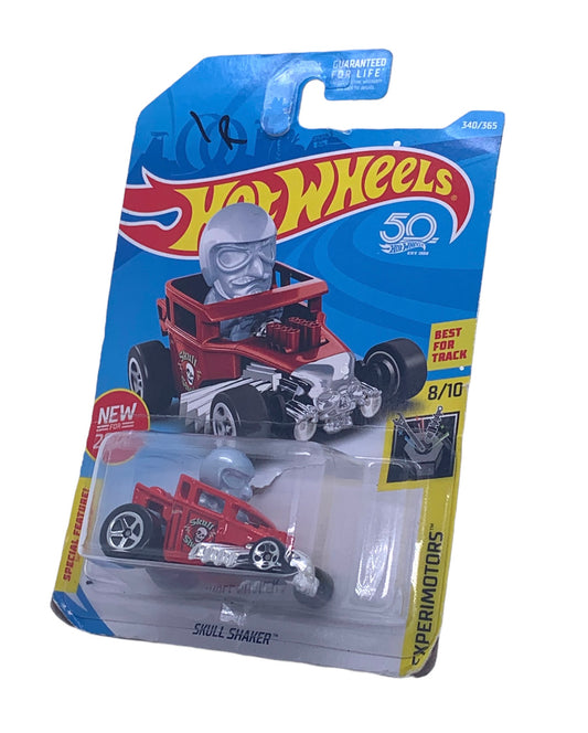 2018 Hot Wheels #340 Experimotors #8/10 SKULL SHAKER Red w/5 Sp 50th Anniversary